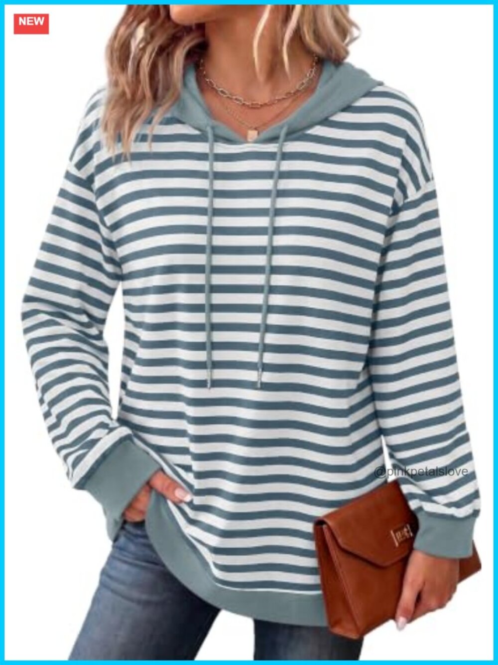 Striped Hoodie Pullover Long Sleeve Casual Fall Top